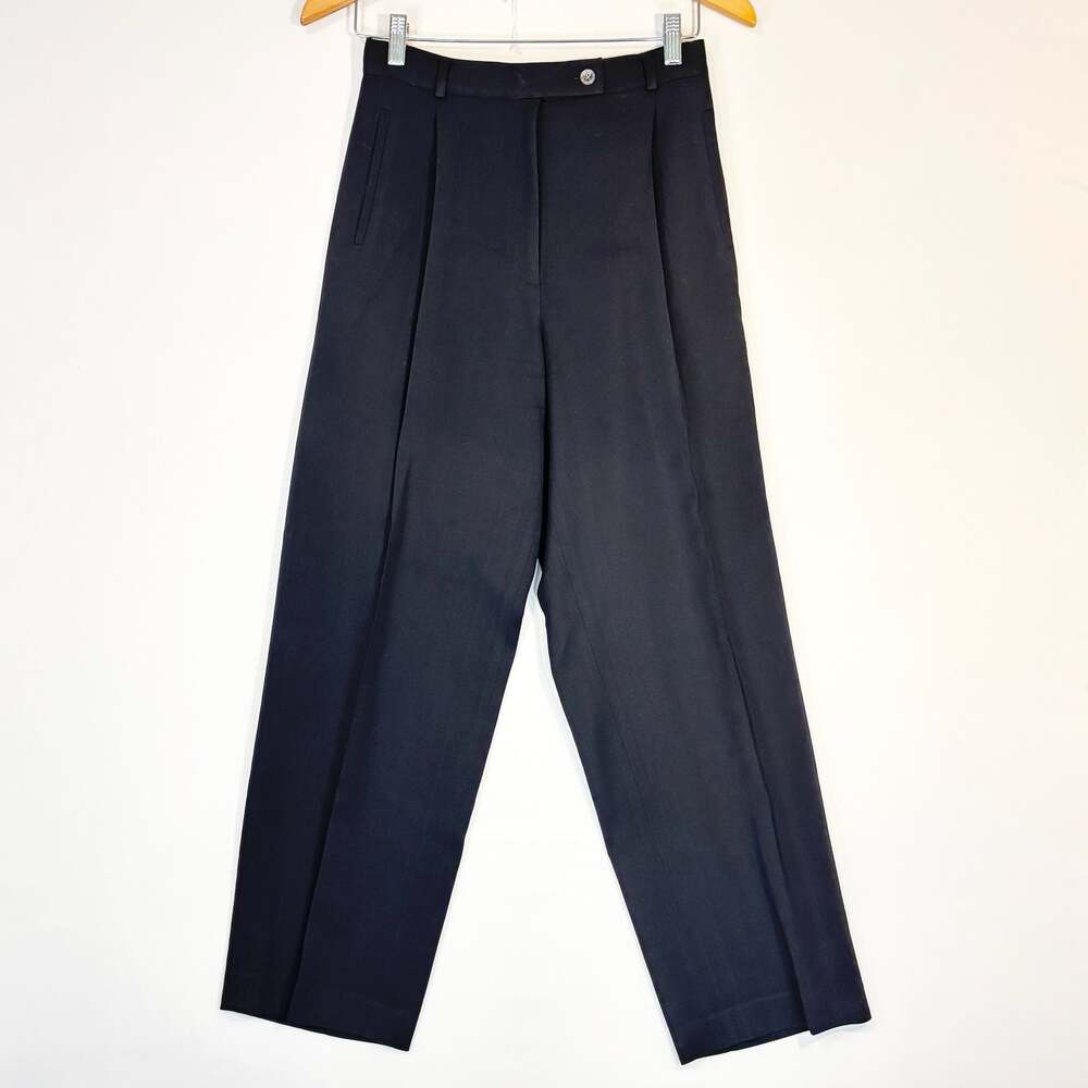 J.Jill Black Pleated High-Waisted Trouser Pants Size 8P quiet luxury